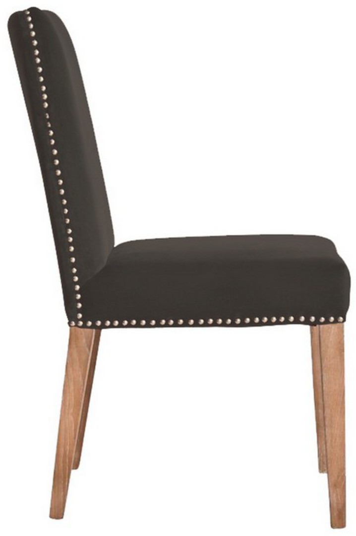Pascal Dining Chair Dark Grey Velvet With Antique Studs image 2